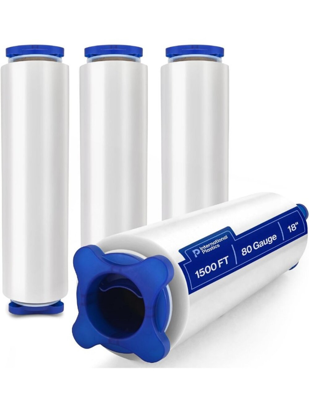 International Plastics Co. 18" Stretch Film/Wrap 80 Gauge 1500 feet, 4 Pack